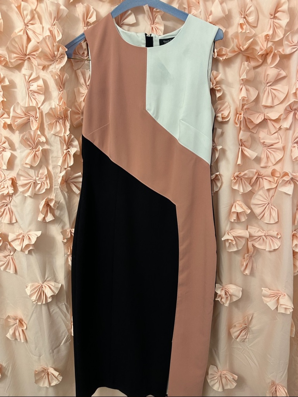 White House Black Market Blush, Black & Cream Colorblock Sheath Dress